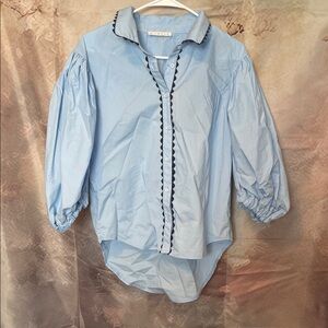Karlie Sky Blue Blouse with Dark Trim